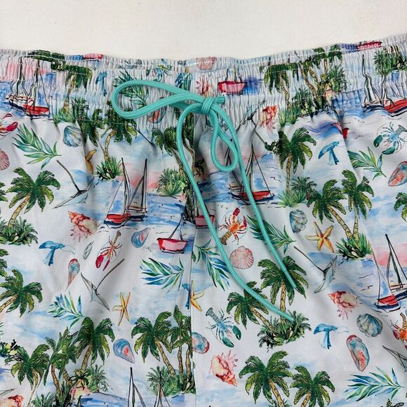 NWOT Roundtree & Yorke Caribbean Palm Lobster Starfish Swim Trunks Lined 2XT $59 - Picture 3 of 8